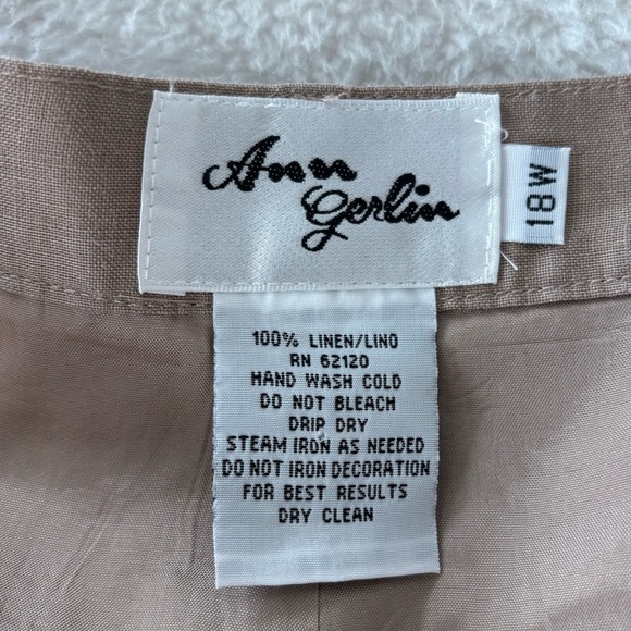 Ann Gerlin linen pants vintage sz US 18 tan - Picture 4 of 13